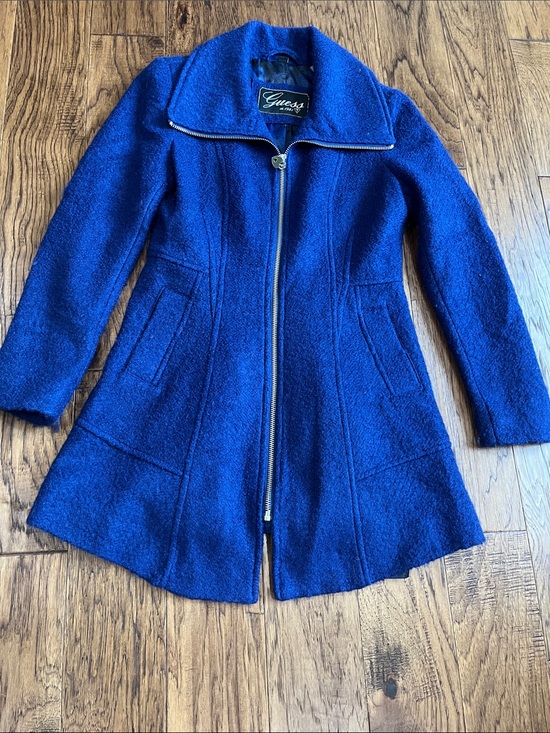 Guess Jackets & Blazers - GUESS Women's Cobalt Blue Zip-Front Trench Coat
